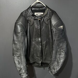 Teknic Black Leather Bomber Jacket